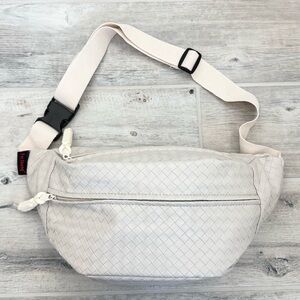 Woven Large Off White Cream Unisex Fanny Pack Waist Crossbody Sling Bag